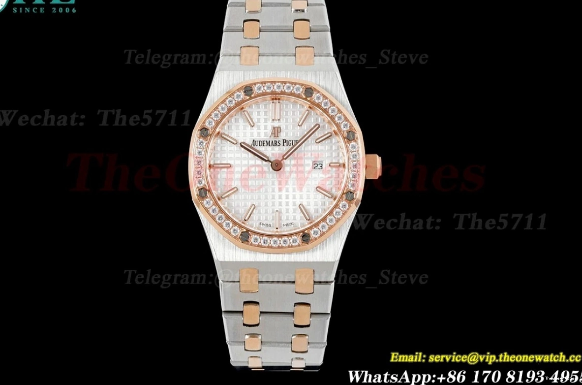 RG white Swiss Ladies 33mm Royal SS  Dial Quartz 8F Oak 0414
